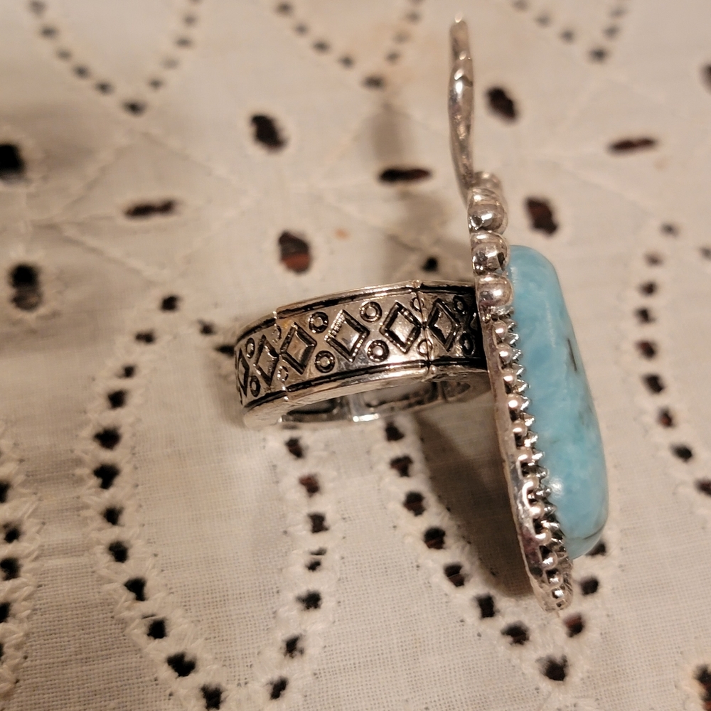 Dragonfly Faux Turquoise beaded stone Boho hippie South western ring NWT - Picture 8 of 15